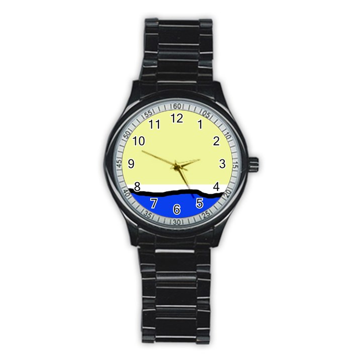 Yellow and blue simple design Stainless Steel Round Watch