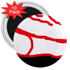 Red, Black And White Design 3  Magnets (10 Pack) 