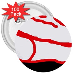 Red, Black And White Design 3  Buttons (100 Pack) 