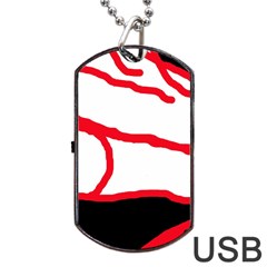 Red, Black And White Design Dog Tag Usb Flash (one Side) by Valentinaart