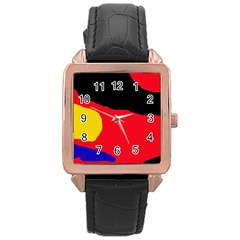 Colorful Abstraction Rose Gold Leather Watch 