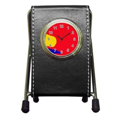 Colorful Abstraction Pen Holder Desk Clocks