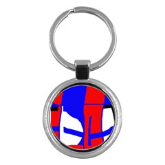 Blue, Red, White Design  Key Chains (round)  by Valentinaart