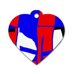 Blue, Red, White Design  Dog Tag Heart (one Side)