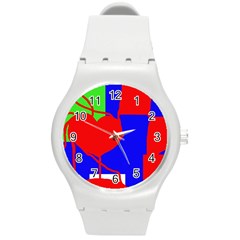 Abstract Hart Round Plastic Sport Watch (m) by Valentinaart