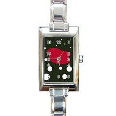 Red, Black And White Abstraction Rectangle Italian Charm Watch