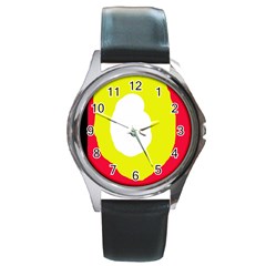 Colorful Abstraction Round Metal Watch by Valentinaart