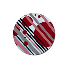 Colorful Lines And Circles Rubber Round Coaster (4 Pack) 