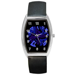 Deep Blue Abstraction Barrel Style Metal Watch by Valentinaart