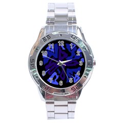 Deep Blue Abstraction Stainless Steel Analogue Watch by Valentinaart