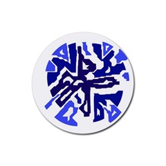 Deep Blue Abstraction Rubber Coaster (round)  by Valentinaart