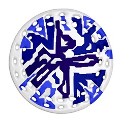 Deep Blue Abstraction Ornament (round Filigree)  by Valentinaart