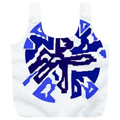 Deep Blue Abstraction Full Print Recycle Bags (l)  by Valentinaart