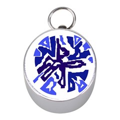Deep Blue Abstraction Mini Silver Compasses by Valentinaart