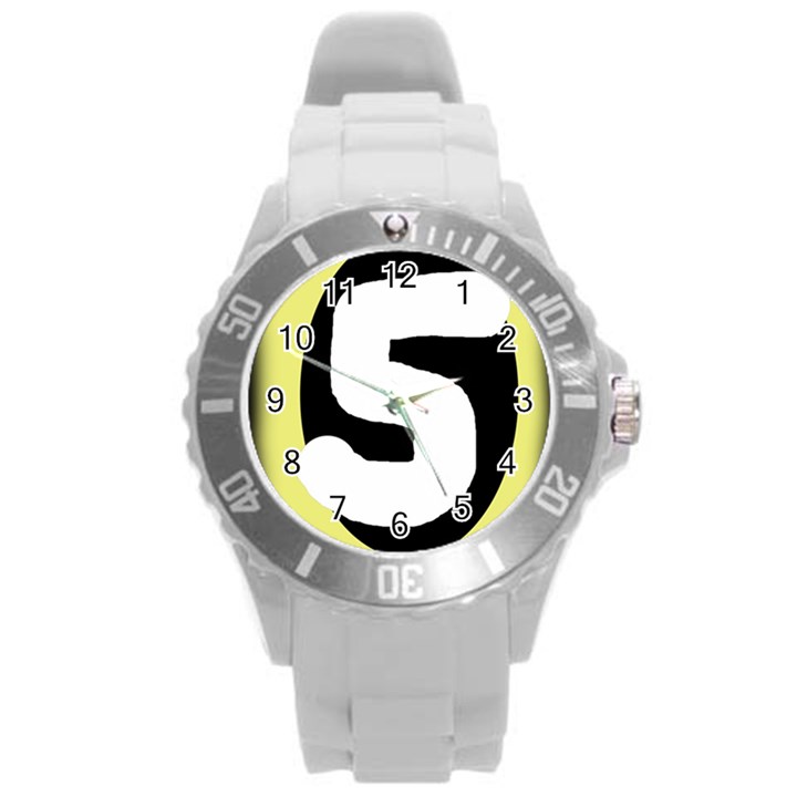 Number five Round Plastic Sport Watch (L)