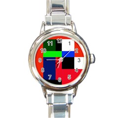 Colorful Abstraction Round Italian Charm Watch by Valentinaart