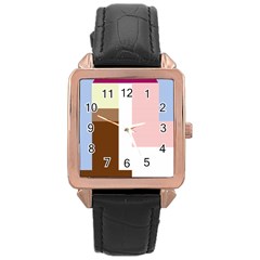 Colorful Abstraction Rose Gold Leather Watch  by Valentinaart