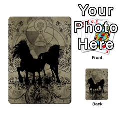 Wonderful Black Horses, With Floral Elements, Silhouette Multi-purpose Cards (rectangle)  by FantasyWorld7