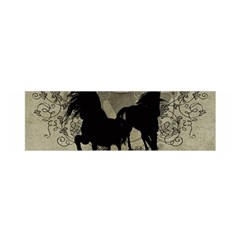 Wonderful Black Horses, With Floral Elements, Silhouette Satin Scarf (oblong) by FantasyWorld7