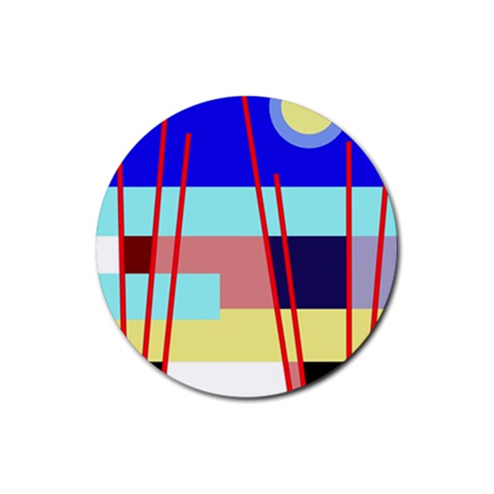 Abstract landscape Rubber Round Coaster (4 pack) 