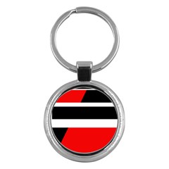 Red, White And Black Abstraction Key Chains (round) 