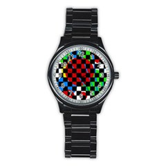 Colorful Abstraction Stainless Steel Round Watch by Valentinaart