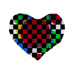 Colorful Abstraction Standard 16  Premium Flano Heart Shape Cushions