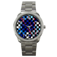 Blue Abstraction Sport Metal Watch by Valentinaart