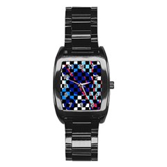 Blue Abstraction Stainless Steel Barrel Watch by Valentinaart