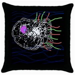 Neon fish Throw Pillow Case (Black) Front