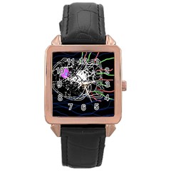 Neon Fish Rose Gold Leather Watch 