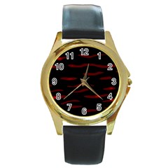 Red And Black Round Gold Metal Watch by Valentinaart