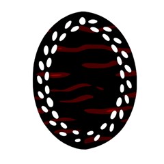 Red And Black Oval Filigree Ornament (2-side)  by Valentinaart