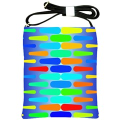 Colorful Shapes On A Blue Background                                                                                       			shoulder Sling Bag by LalyLauraFLM