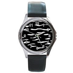 Black and white Round Metal Watch