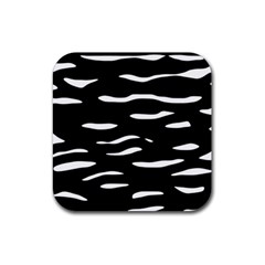 Black And White Rubber Coaster (square)  by Valentinaart