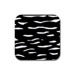 Black and white Rubber Coaster (Square)  Front