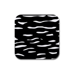 Black And White Rubber Square Coaster (4 Pack)  by Valentinaart