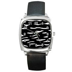 Black and white Square Metal Watch