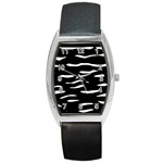 Black and white Barrel Style Metal Watch Front