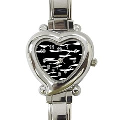 Black and white Heart Italian Charm Watch