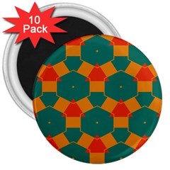 Honeycombs And Triangles Pattern                                                                                       			3  Magnet (10 Pack) by LalyLauraFLM