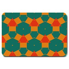 Honeycombs And Triangles Pattern                                                                                       			large Doormat by LalyLauraFLM