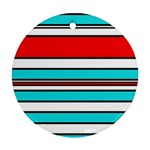 Blue, red, and white lines Round Ornament (Two Sides)  Back