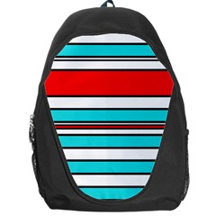 Blue, Red, And White Lines Backpack Bag by Valentinaart