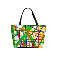 Colorful Lines Shoulder Handbags by Valentinaart