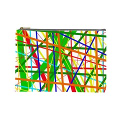 Colorful Lines Cosmetic Bag (large)  by Valentinaart