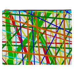 Colorful Lines Cosmetic Bag (xxxl)  by Valentinaart