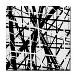 Black and white abstract design Tile Coasters Front