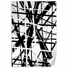 Black And White Abstract Design Canvas 12  X 18   by Valentinaart